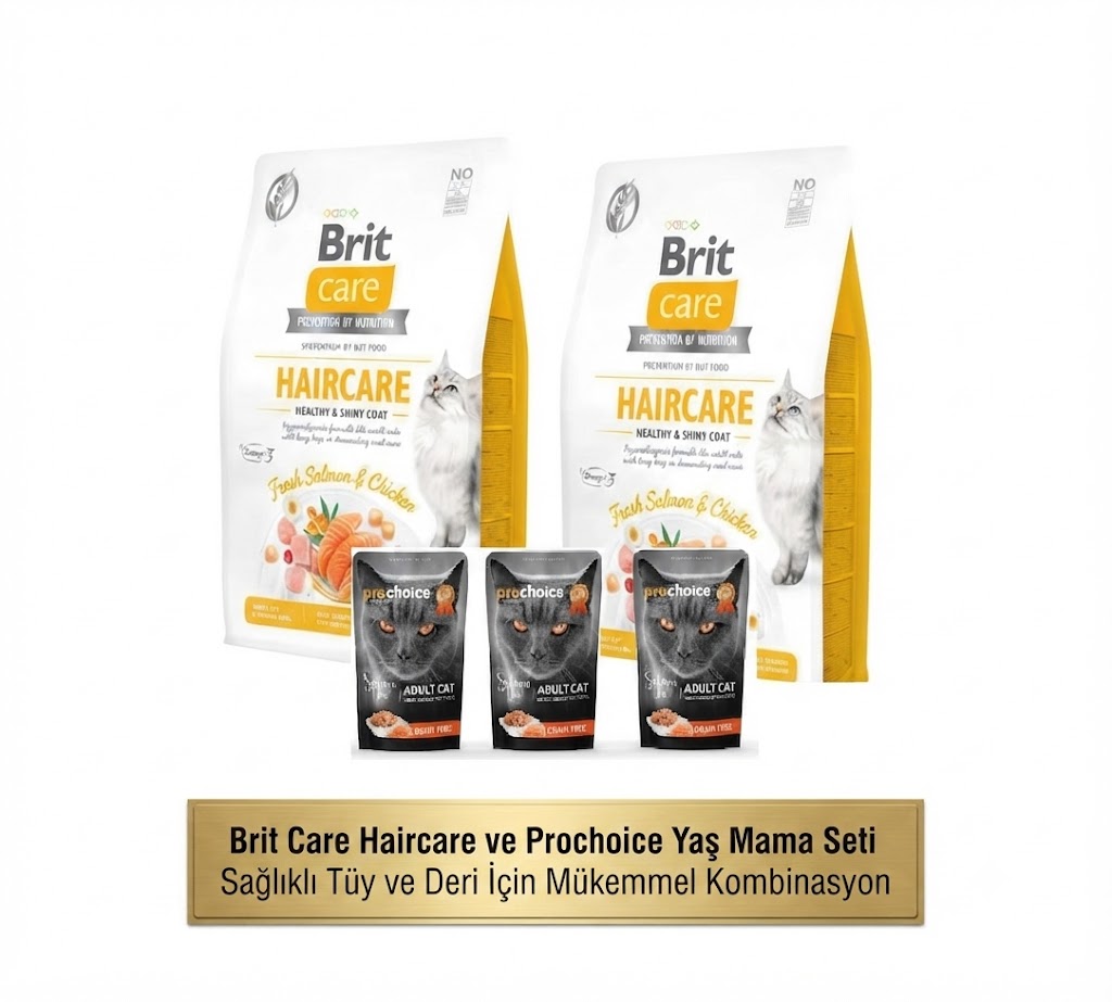 Brit Care Haircare Deri Ve Tüy Sağlığı Için Tahılsız Yetişkin Kedi Maması 2kgx2=4kg+ Somonlu YaşMamaX3